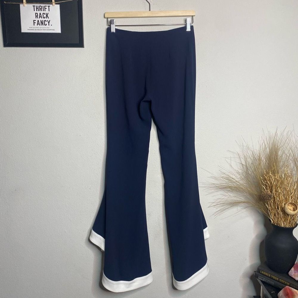 Elegant Navy and White Flare Pants Galvan - Picture 2 of 10